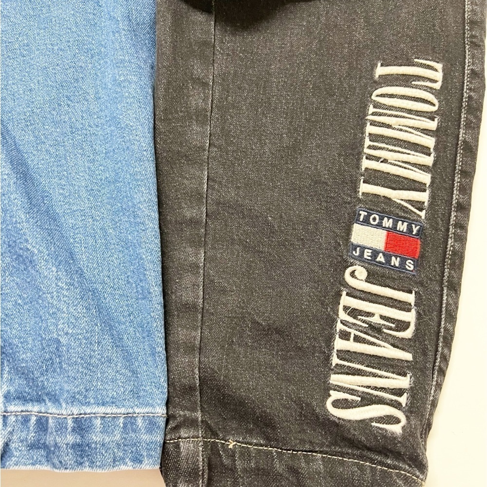 Tommy Jeans Women 90s Y2K Retro Two Tone Split Wash Denim Mom Jog Jeans Small - Picture 4 of 15